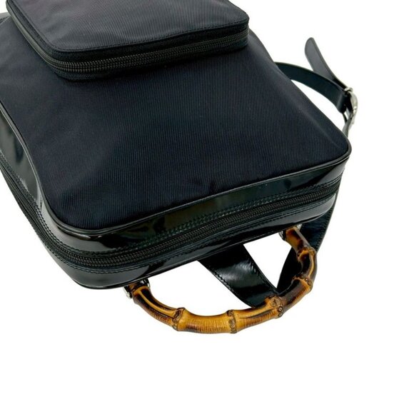 Gucci Vintage Bamboo Nylon Patent Backpack main image 4